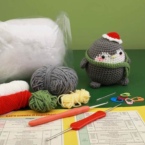 KRABALL Penguin Dinosaur DIY Animal Beginners Kniting Kit fo