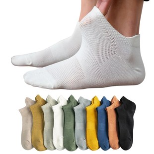 5 Pairs Man Cotton Short Socks Fashion Breathable Mesh Men C