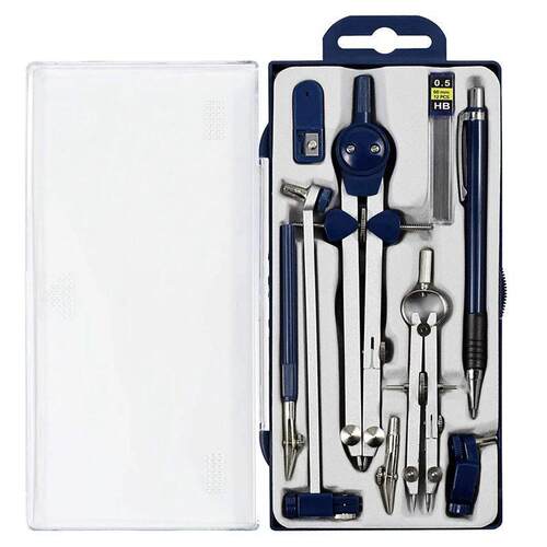 9Pc Geometry Set Metal Compass Geometry Precision Tool for S