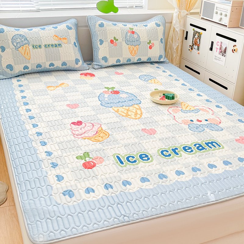 可爱少女风裸睡夏季冰丝乳胶凉席席子两三件单人可折叠可水洗,床上用品,乳胶席,淘宝优惠券,粉丝福利购,淘宝优惠卷