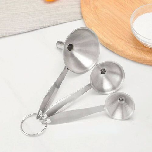 3 Pcs/Set Stainless Steel Mini Funnels Oil Vinegar Spice Ess