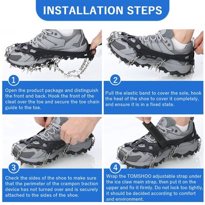 Tomshoo 32 Teeth Ice Gripper Spike for Shoes Anti Slip Hikin