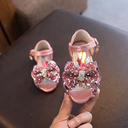 Girls Water Drill Open Toe Sandals Summer Girls Princess Sho