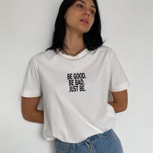 Hirsionsan Simple Loose Letter Printed T-shirt For Women 202