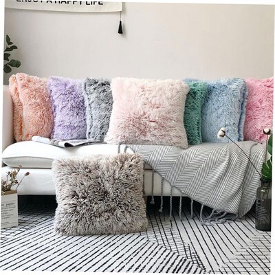 European solid color plush pillowcase sofa cushion cover