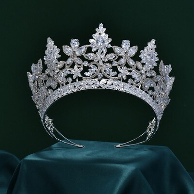 Elegent Bride Retro Crown Copper CZ Bright Rhinestone Weddin