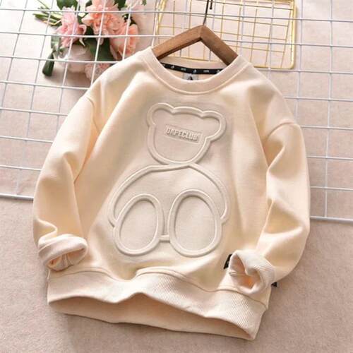 New Spring Autumn Steel Print Bear Sweatshirt Boys Clothes T