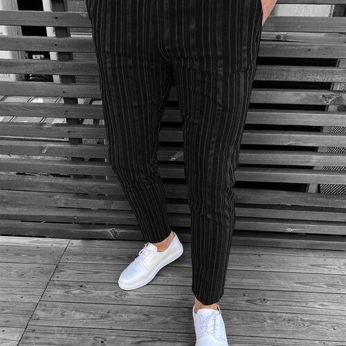 Mens casual pants in spring and summer slim stripe casual p