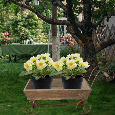 Plant Stand Holder Rustic Wooden Wagon Planter Box for