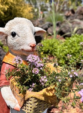 仿真小羊花盆可爱动物园艺装饰品庭院花园多肉绿植摆件阳台造景