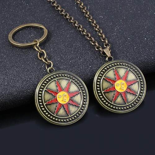 Dark Souls Sun Knight Shield Keychain High Quality Vintage M