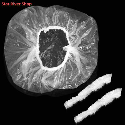 100 Pcs Disposable Shower Cap Plastic Waterproof Headgear Ho