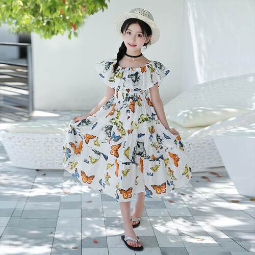 New Waist Closing Floral Butterfly Dress Bohemian Dress Prin