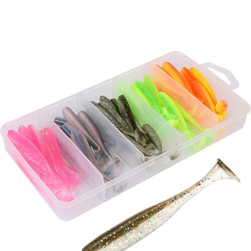 box package 50pcs 5cm 5.5cm 6cm 7cm soft T tail paddle tail