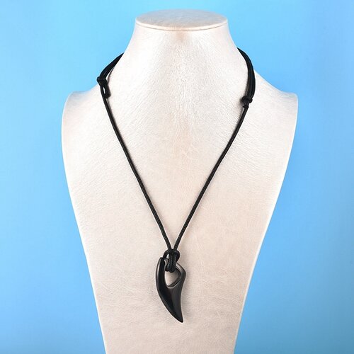 New Fashion Black Titanium Steel Spiked Pendant Horn Mens