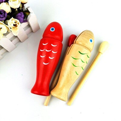 Red Fishshaped Woodblock Kids Percussion Instrument ORFF Ins