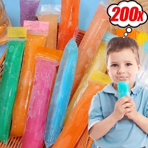 200-50pcs Disposable Ice Popsicle Mold Bags Creative Freezer