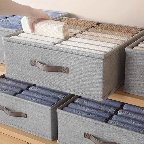 Clothes Storage Box Foldable Double Tier with Dividers Drawe