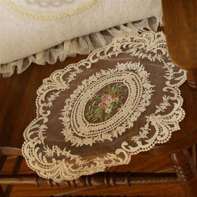Retro Oval Lace Coaster Elegant Lace Tablecloth Coffee