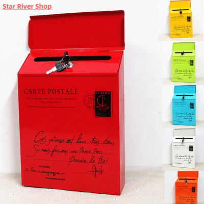 mailbox outdoor Iron Lock Letter Box Vintage Wall Mount Mail