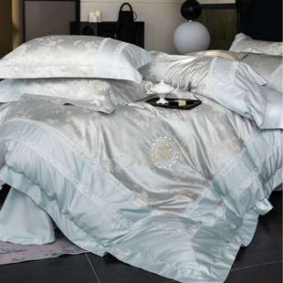 意式轻奢风高精密提花刺绣寝具床品纯棉长绒棉四件套家纺蕾丝梦语