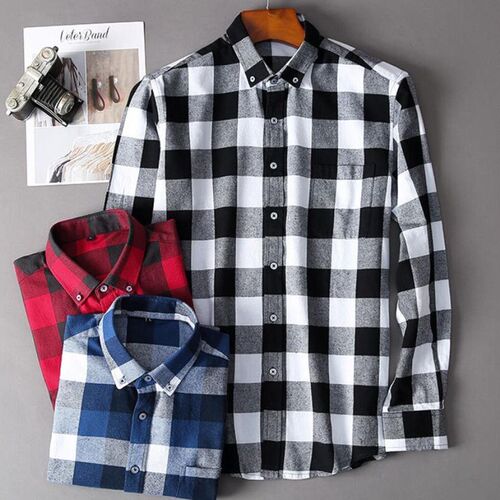 2022  Man Plaid Shirts Cotton Chemise  Male Blouses Casual L