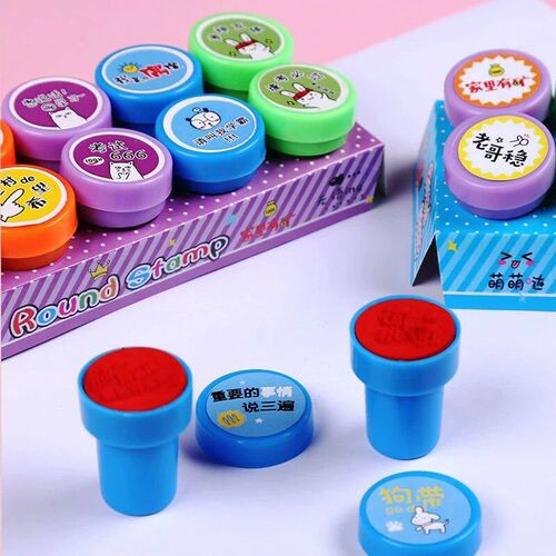 10pcs Stamps Cartoon Smiley Face Kids Self-ink Stamps Childr
