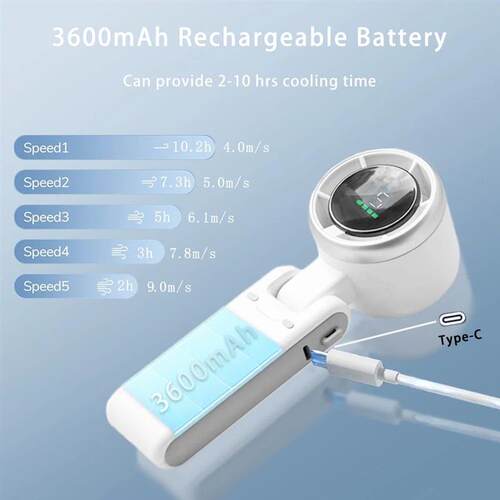 Portable Turbo Fan Hanging Neck Fan USB Rechargeable Handhel