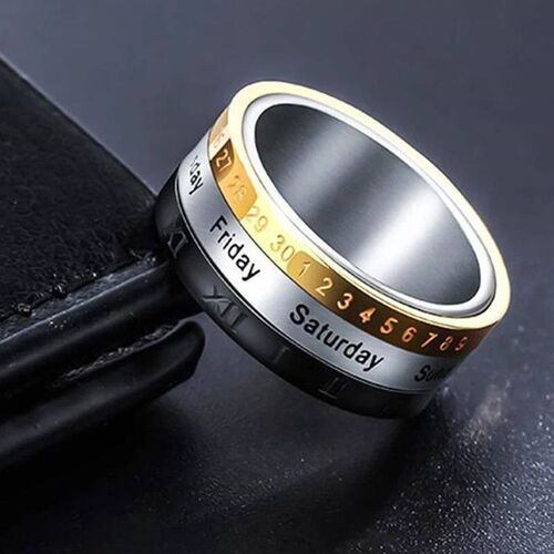 Titanium Steel Cool Punk Spinner Male Date Time Calendar Cre