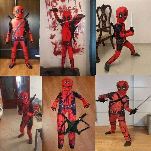 Kids Deadpool Bodysuit Superhero Cosplay Jumpsuit Suit Boys