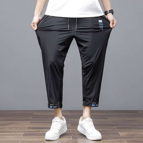 Fat Guy Loose Ice Silk Croppe Casual Pants Fashionable Casua