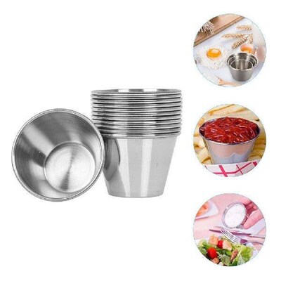 12 Pcs Individual Salsa Cups Sauce Metal Round Stainless