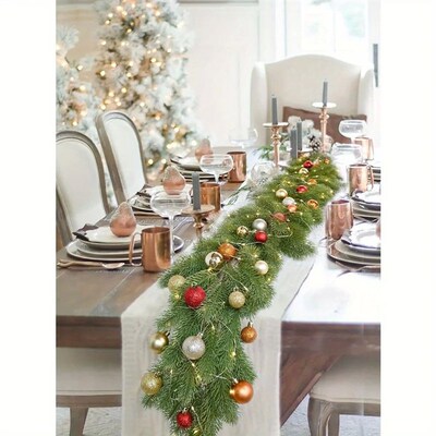 6ft Christmas Green Garland with LED Lights Realistic Cedar