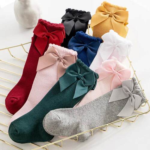 2023 New Baby Socks Toddlers Kids Girls Big Bow Knee High Lo