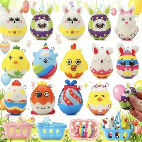 6/12/18Pcs Cartoon Easter Bunny Slow Rebound Easter Egg for