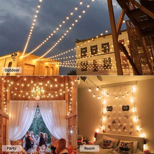 50Ft Patio String Light Outdoor Garland Lights ,220V Connect