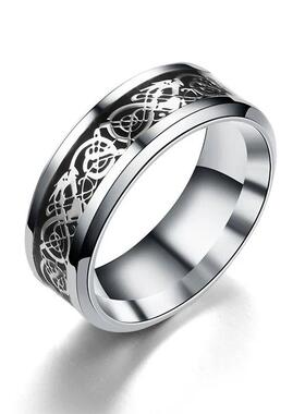 Classic 8mm Black Tungsten Wedding Celtic Dragon For Men