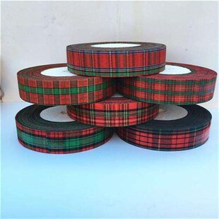 5 yards 25mm Red Lattice Printing Grosgrain Ribbon Bows Chri