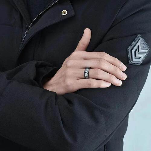 8mm Men Stainless Steel Celtic Dragon Rings Inlay Black