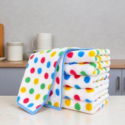 Dotted coral fleece dishcloth, specially designed for kitche