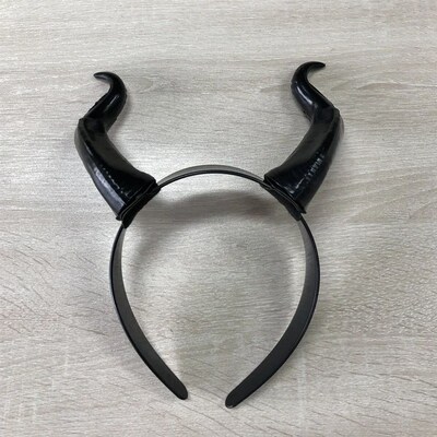 Women Black Demon Horns Headpiece Cosplay Animal Antelope