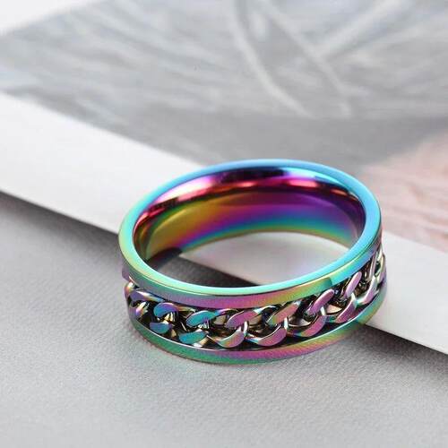 Titanium Steel Rotatable Chain Rings for Women Men Spinner