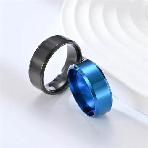 Simple 8mm Men Rings Titanium Stainless Steel Rings For Men