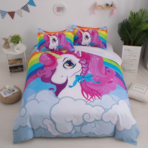 Fashion 3d Digital Unicorn Printing Duvet Cover Sets 1 Quilt