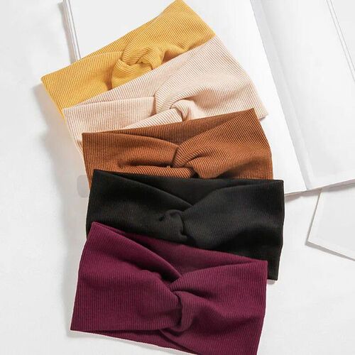 Women Girls Solid Color Headbands Knitted Cotton Hair Bands
