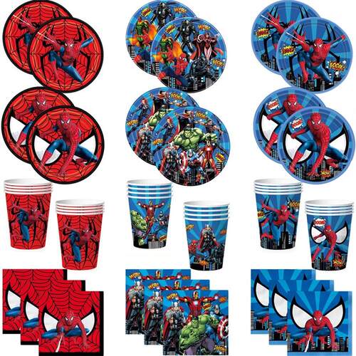 Spiderman Party Supplies Tableware Set Cup Plates Napkins Fo