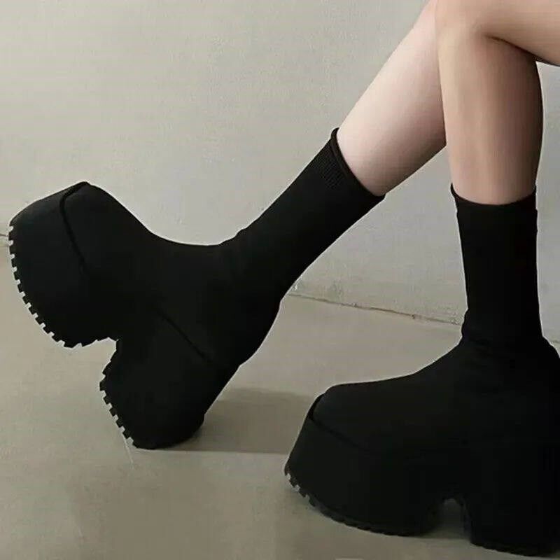 Ankle Super High Heels Chelsea Boots Women Shoes 2023 New Ch图片