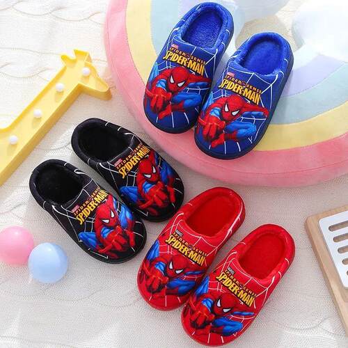 Cartoon Printed Spider-man Cotton Slippers For Childrens Sh
