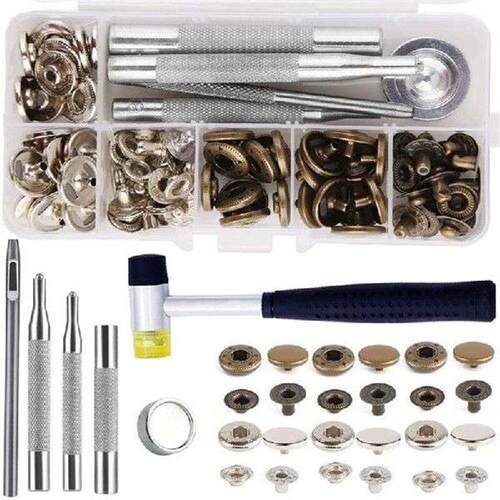 Leather Snap Fasteners Kit Press Stud Metal Button Snaps