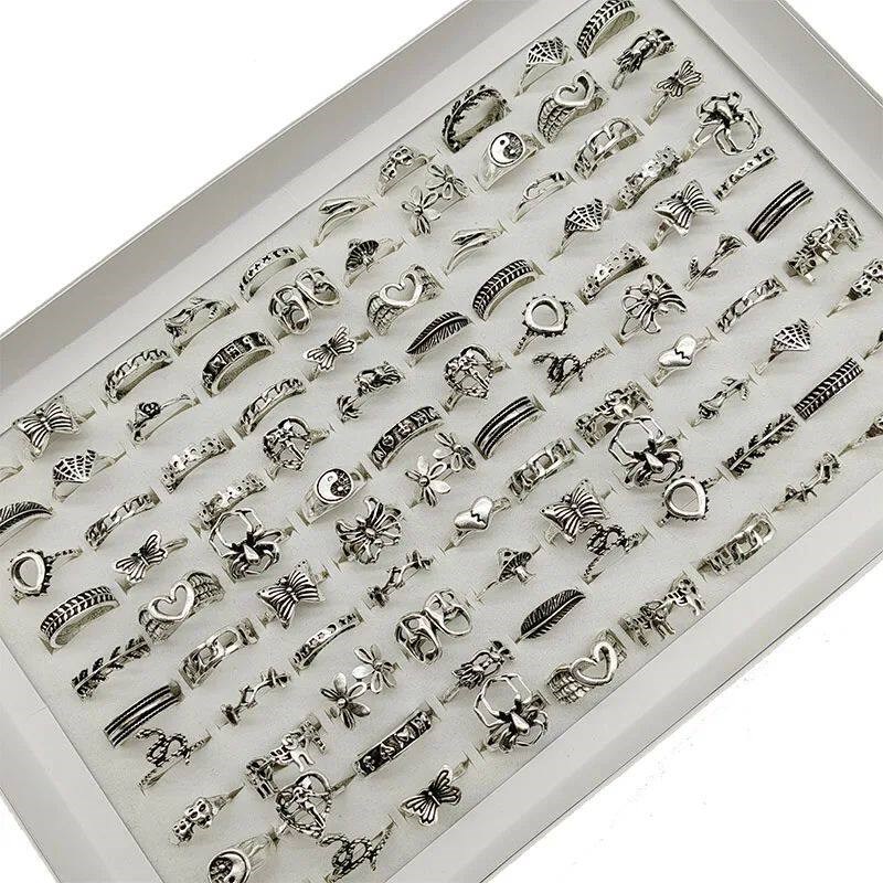30pcs/Lot Factory Wholesale Alloy Finger Rings For Women HOT - 实物图